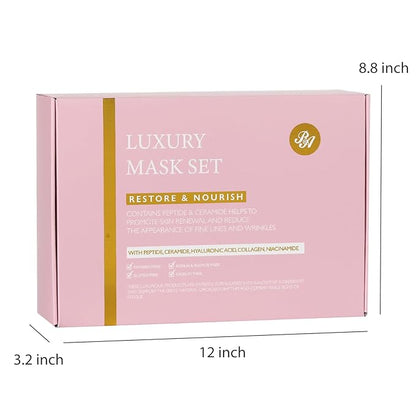 Rose Essential Oil Face Collagen Hydrogel Mask, Face Sheet Mask, 55 Pcs Skin Care Set, Spa Kit for Women, Clay Mask, Under Gel Mask, Gel Lip Mask, Christmas, Valentine's, Birthday, Baby Shower, Mom