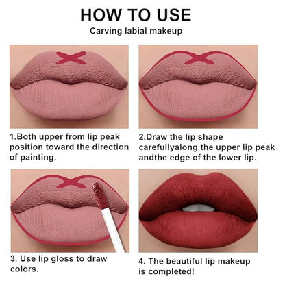 evpct 2Pcs Ruby Red Matte Lip Liner and Lipstick Combo Set for Women, Ruby Red Lip Combo Set Liquid Lips Stick Gloss and Lipliner Stains Set Long Lasting Waterproof, Lips Makeup 24 Hours originales
