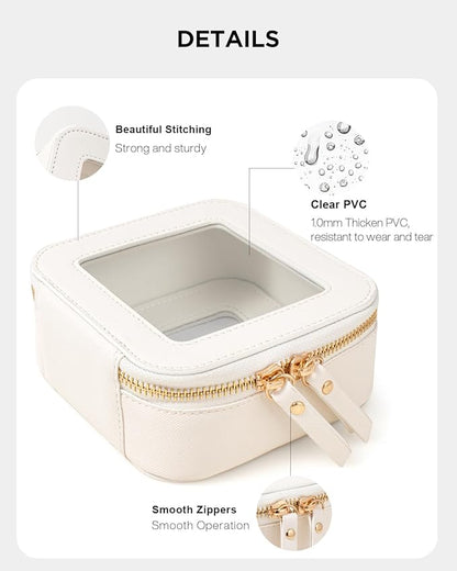 LETGO Clear Makeup Bags Small, Small Clear Makeup Bag for Purse,Mini Makeup Pouch Purse Organizer Fit Carry-on Travel Essentials,Cute Cosmetic Bags for Car Accessories for Women (Mini-White)