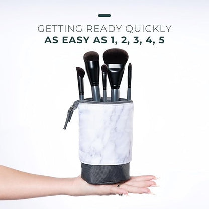 Rose and Ben Beauty Essential 5 Piece Makeup Brush Set and Travel Case | Professional Eye and Face Brushes for Liquid, Cream and Powder Formulas | Cruelty Free