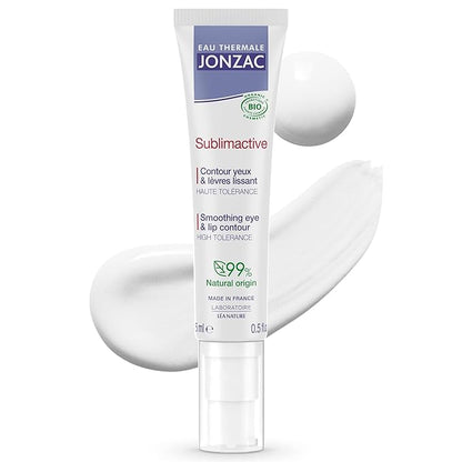 Eau Thermale Jonzac Sublimactive Organic Anti-Aging Eye & Lip Contour Cream - Reduces Fine Lines and Puffy Eyes - Dark Circles Reduced - Natural Skin Care - 0.5 fl oz