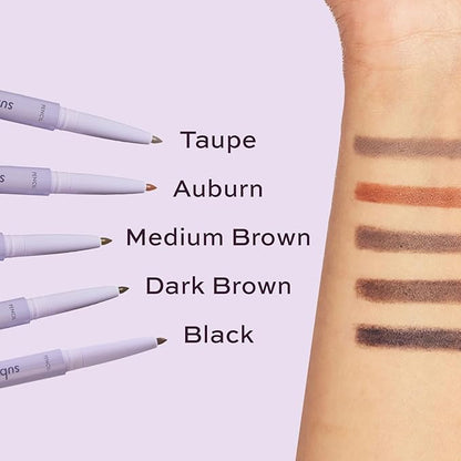 3-in-1 Brow Pencil - Vegan, Smudge-Proof, with Spoolie Brush and Clear Gel - Best Eyebrow Pencil for Fluffing, Filling, and Setting Brows, Medium Brown