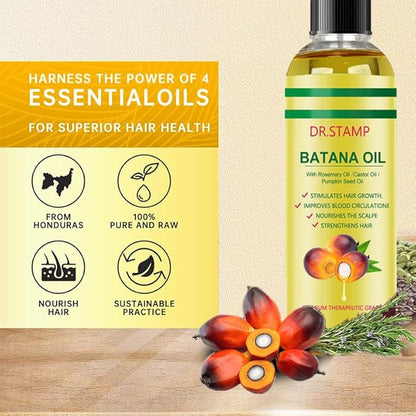 Batana Oil for Hair Growth & Scalp Care – 4-in-1 Liquid Batana Oil with Rosemary, Castor & Pumpkin Seed Oil – Strengthens, Moisturizes & Revitalizes Dry, Damaged Hair (2 Pack)