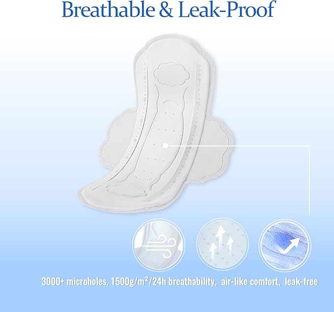 MODAL Pads for Women, Unscented Daily Thin Sanitary Pads for Period with Wings, 9.5 Inch(240 mm), Regular, 32 Count