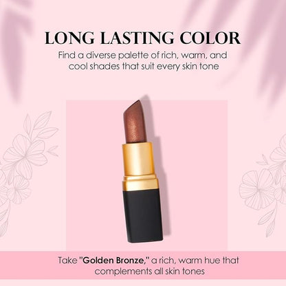 Vera Moore Creme Lipstick, Long Lasting, Lightweight, Moisturizing Opaque Color with Staying Power, Fragrance, and Paraben Free Cosmetics Soft Lipstick (Glamorous)
