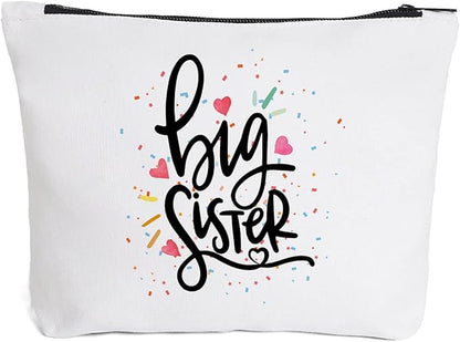 Cute Big Sister Reusable Makeup Bag Big Sister Gifts for Little Girls Best Sister Eco-Friendly Makeup Bag Gifts for Birthday Christmas