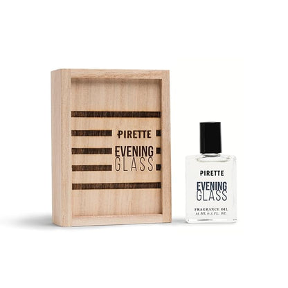 PIRETTE Evening Glass Fragrance Oil Roll On, Beach-Inspired, Long Lasting Perfume Oil with Notes of Dark Coconut, Warm Wood & Smoky Vanilla, Daily Rollerball Perfume for Women and Men, 0.5 fl oz