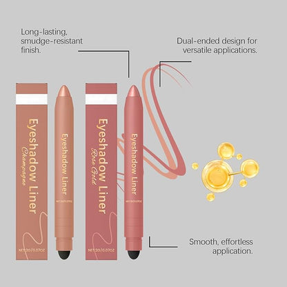 Mitlume Perfect Color Duo-Shadow Liner 2-in-1 Eyeliner & Eyeshadow,Chiura Plum Eyeshadow Stick,Waterproof Smudge-Proof Long-Lasting Makeup, Effortless Smoky or Natural Eye Makeup,Easy to Color(06+03)