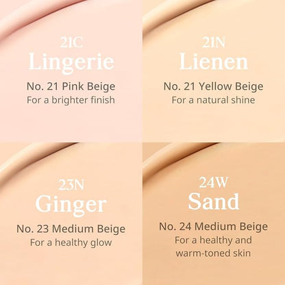 CLIO Kill Cover Mesh Glow Cushion Foundation ([Refill Included] 15g*2, 21N LINEN), Glass Skin, Long-Lasting, Lightweight, Buildable Coverage, Glowy Skin Makeup