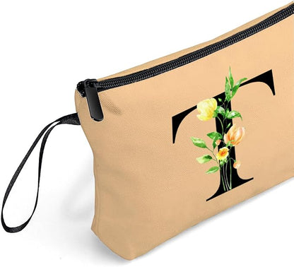 Women Birthday Unique Bride to be Bridal Shower Initial Gifts for Mom Sister Friend Her Teacher Aunt Makeup Cosmetic Bag with Mirror Mothers Day Christmas Graduation T