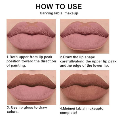 evpct 2Pcs Nude Brown Lip Liner and Matte Lipstick Makeup Sets, Vegan Lipstick Lip Liner and Gloss Stain Set Long Lasting Waterproof labiales mate 24 horas originales matte larga duracion 24 27#