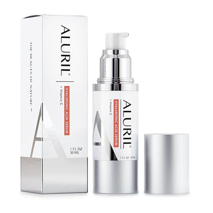 Hyaluronic Acid Serum with Vitamin C - Hydrating & Moisturizing Serum to Soothe Plump Face & Tighten Skin, Enhanced with Vitamin E to Diminish Dark Spots, Fine Lines & Signs of Aging, 1 fl oz