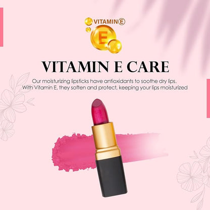 Vera Moore Creme Lipstick, Long Lasting, Lightweight, Moisturizing Opaque Color with Staying Power, Fragrance, and Paraben Free Cosmetics Soft Lipstick (Fuchsia)
