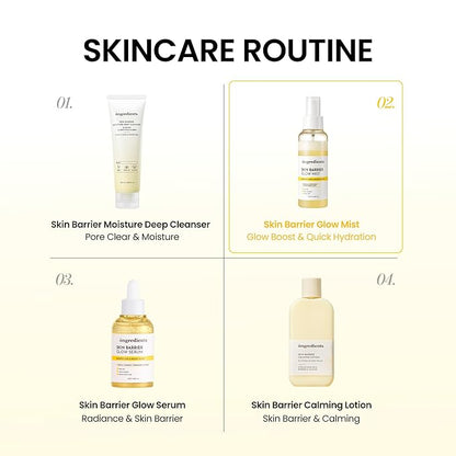 ONGREDIENTS Skin Barrier Glow Mist, Dual-Layer Facial Mist, 98% Pure Glutathione, Multi-Peptide, Centella, Ultra-Fine Spray, Cooling, Dry and Sensitive Skin, Korean Skin Care, 3.38 fl. oz. / 100ml
