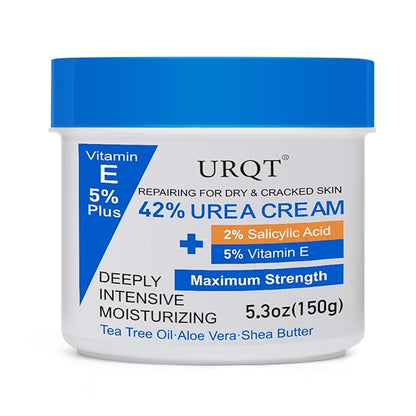 42% Urea Cream for Dry & Cracked Skin - Foot & Hand Cream with 2% Salicylic Acid, 5% Vitamin E, Tea Tree Oil, Aloe Vera, Shea Butter - Moisturizer & Skin Repair Cream for Feet Maximum Strength