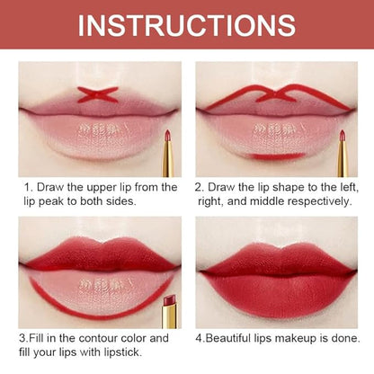 BINGBRUSH 3Pcs Double Ended Light Brown Nude Beige Matte Lip Liner and Lipstick Makeup Combo Set for Women, Rose Gold Lipliner 24 Hours Original Waterproof Long Lasting Lip Stains Pencil Kit Set