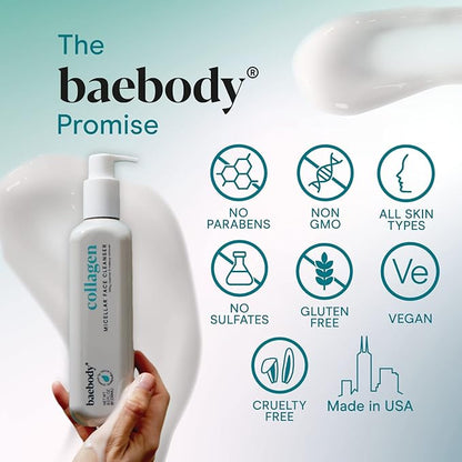 Baebody Cleansing Milk for Face - Vegan Facial Cleanser for Women and Men - Micellar Makeup Remover - Milk Cleanser Face Wash (8 fl oz)