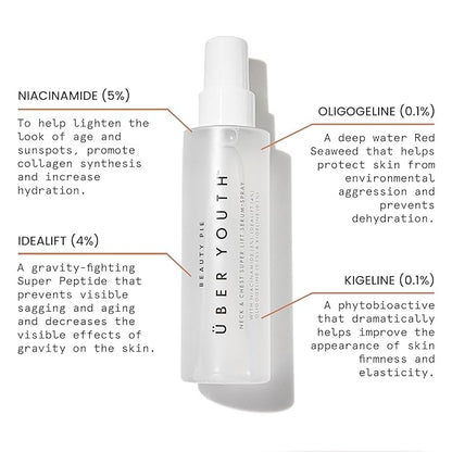 Beauty Pie Über Youth Neck & Chest Super Lift Serum-Spray – Anti-Aging, Firming & Hydrating Treatment for Smooth, Youthful Skin
