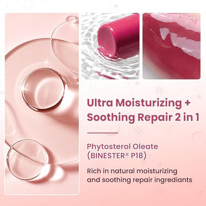 CATKIN Glossy Lip Balm Ultra Hydating Glow Lip Tinted Jelly Plump Melting Balm Shea Butter Repair Soothing For Dry Lips Dewy Finished 0.12 oz 2pcs Set 03