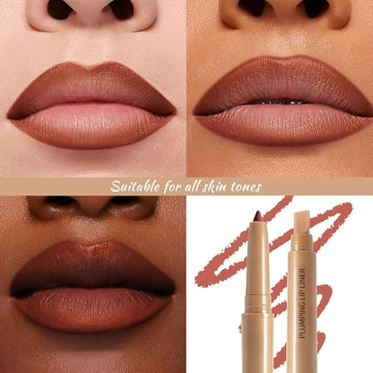 2Pcs Matte Lip Liner Pencil, Plump lip pencil liner Long-Lasting Creamy Formula, With Silicone Smudger for Define Contours & Sculpting Lip,Waterproof Non-Staining Crayon Lip Liners 05#+06#