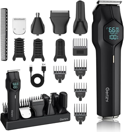 5-in-1 Electric Beard Trimmer Body Hair Trimmer Kit, Professional Cordless Hair Clippers for Men Rechargeable, IPX7 Waterproof Mens Grooming Kit for Face, Mustache, Body, Nose, Gifts for Men (Black)