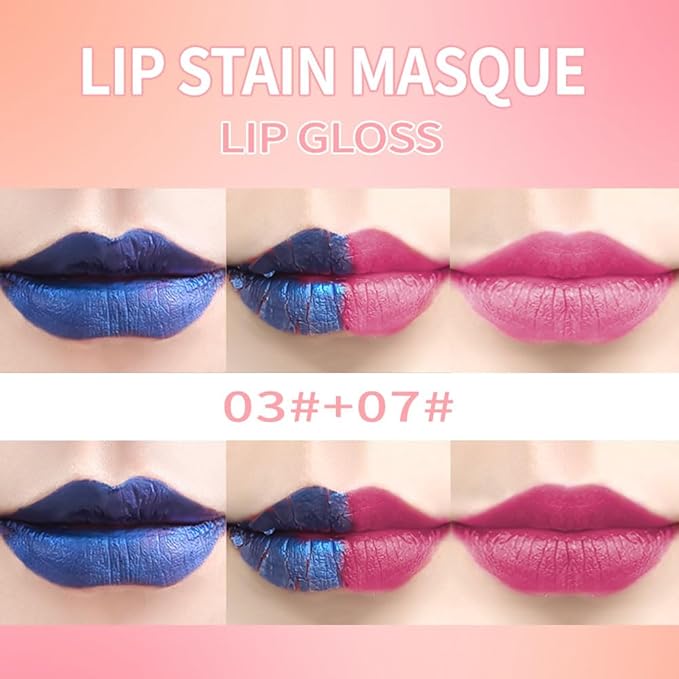 Lip Stain Peel Off – Wipe-Off Lip Stain Tattoo | Long Lasting Waterproof Lip Tint, High-Pigment Matte Lip Color, Smudge & Transfer Proof Lip Stains Masque, Kiss-Proof All-Day Lip Makeup 03#+08#