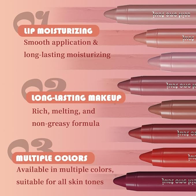 2Pcs Orange & Maroon Hydrating Cream Lipsticks Lip Crayon for Women, Moisturing Lipstick Longwear Lip Liner Crayon Set for Ombre Shades, Matte Creamy Lips Stick Natural Nourishing Lips Balm Set, C