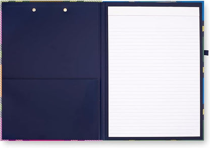 Kate Spade New York Clipboard Folio with Low Profile Clip, Professional Padfolio Includes Lined Notepad, Pen Loop, and Pocket, Grand Plaid Duo