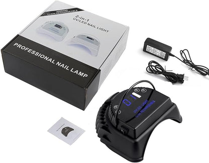 64W Rechargeable Pro LED Gel Nail UV Light UV LED Nail Lamp Cordless Led Light for Nails(Black)