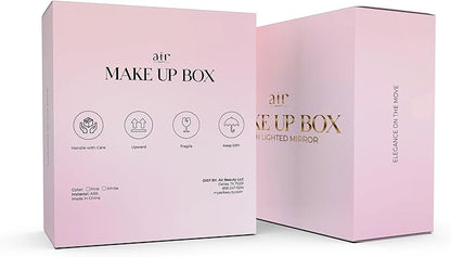 Air Makeup Beauty Box - Makeup Bag with LED Lighted Mirror, Professional Mini/Large Cosmetic Organizer - Portable Vanity & Makeup Case for Travel (Beauty Box, Blush Pink)