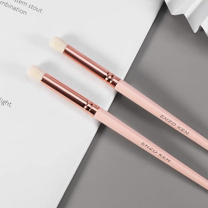 Natural Goat Hair Eyeshadow Brush, ENZO KEN Small Blending Eye Shadow Brush, Eye Shadow Blending Brush, Eye Blending Brush, Nose Contour Brush, Single Natural Hair Makeup Brush, Eye Brush. Pink, E404M