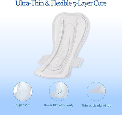 MODAL Heavy Flow Pads for Women Overnight, Unscented Sanitary Pads for Period with Wings, 14.1 Inch(360 mm), Overnight, 10 Count