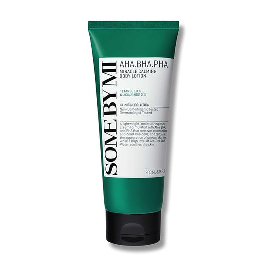 SOME BY MI AHA BHA PHA Miracle Calming Body Lotion – 6.76oz, 200ml – Korean Exfoliating Salicylic Acid Body Moisturizer for Dry Skin – Daily Hydration & Soothing Care with Centella – Korean Skin Care