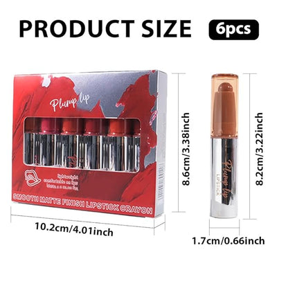evpct 6Pcs Matte Lip Crayon Bar Set, Maroon Plum Purple Nude Brown Brownish Red Rose Orange Matte Lipsticks, Long Lasting Waterproof Lips Stick for Women, Creamy Smooth High Pigment Velvet Lipstick