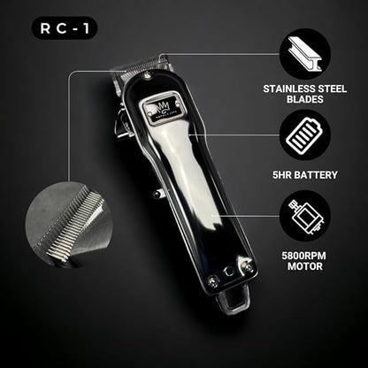Royal Clips Hair and Beard Fade Kit – Professional Clipper, Trimmer & Foil Shaver Bundle for Men, Complete Haircut Set for Barbers, Home Use & Grooming– Holiday Gift for Men, Fathers, Brothers- Silver