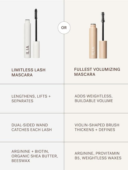 ILIA - Limitless Lash Mascara | Lightweight, Nourishing, Lengthening, Lifting | Flake + Smudge-Resistant | Non-Toxic, Cruelty-Free, Ophthalmologist-Tested, Safe For Sensitive Eyes (Rich Brown)