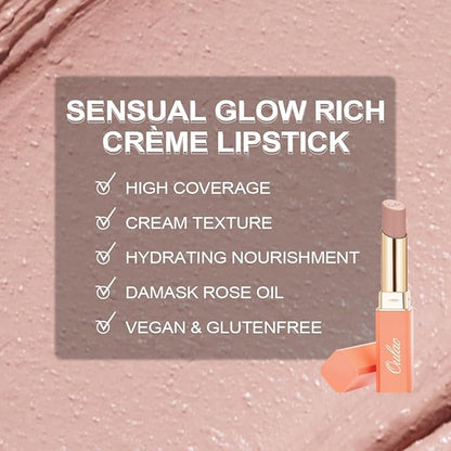 Oulac Beige Nude Satin Lipstick Set - Matte Lip Base, Full Coverage Lip Color, Satin Matte Finish, Cream Texture, Hydrating, Infused with Hyaluronic Acid, 4g*2 SG01+SG02