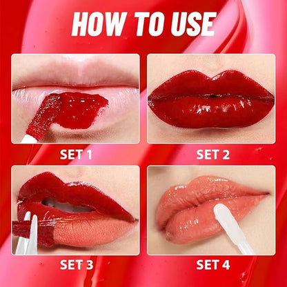 Vivid Apricot Lip Stain Peel Off Lip liner and Lip oil with Tweezer, Dual-Ended Peel Off Lip Stain Tattoo, Highly Pigmented Long Lasting Waterproof, Transfer-proof for All Skin Types, 01#