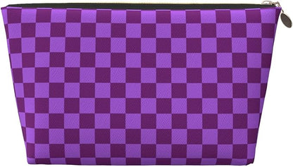 Womens Leather Makeup Bag Cosmetic Bag Travel Toiletry Bags Make Up Bags for Women Adult (Elegant Purple)