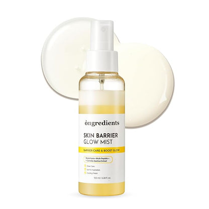 ONGREDIENTS Skin Barrier Glow Mist, Dual-Layer Facial Mist, 98% Pure Glutathione, Multi-Peptide, Centella, Ultra-Fine Spray, Cooling, Dry and Sensitive Skin, Korean Skin Care, 3.38 fl. oz. / 100ml