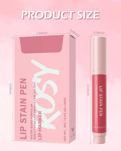 Lip Stain Makeup Pen-1Pcs Rose Pink Hydrating Lip Stain Lip Liner Pencil, Matte Color Look, Longlasting Waterproof Smudgeproof Finish,Precise Chisel Tip Smooth,Christmas Makeup Gift for Women-03