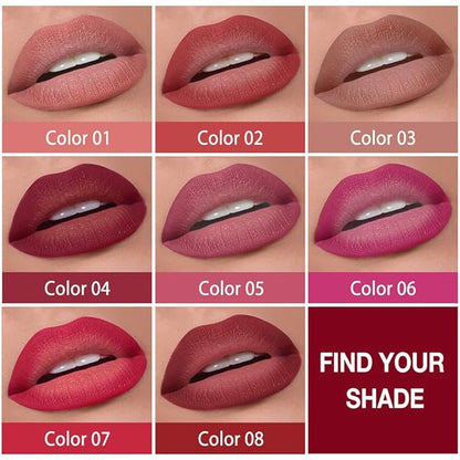evpct Real Nude Gradient Matte Lipstick Lip Liner Combo Set for Older Women Long Lasting Waterproof, Nude Lips Stick Crayon Pencil Cream Lip Liner and Lipstick Combo Makeup, Flawless Ombre Effect