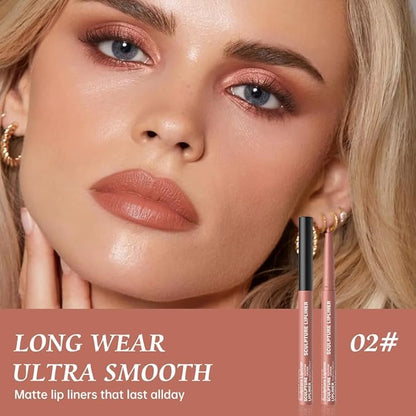 12 Colors Matte Lip Liner Pencil – Long Lasting Waterproof Lip Liner, Smudge Proof Transfer Proof Lip Pencil, High Pigment Lip Makeup for Defining & Filling Lips (02#, 1PCS)