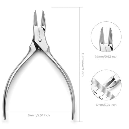 FAMILIFE Cuticle Nippers Scissors – Professional Stainless Steel Cuticle Trimmer for Thick Nails, Ingrown Toenails & Seniors, Sharp Durable Blades with Ergonomic Handle for Salon & Home Use