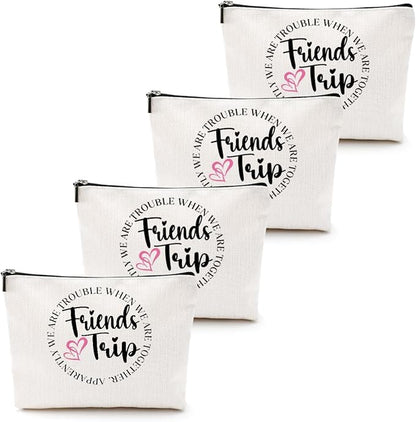 4PCS Girls Trip Gifts Girls Friends Trip Makeup Bag Girl Weekend Gifts Summer Gift Cosmetic Bag Toiletry Bag Weekender Bags for Women Daughter Best Friend Friendship Bachelorette Party Birthday