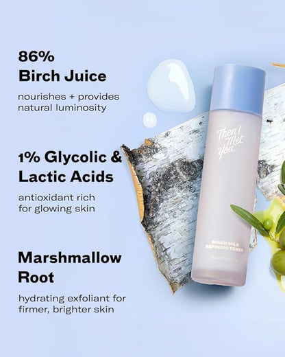 Then I Met You Birch Milk Refining Toner, Exfoliating & Hydrating Face Toner with Birch Juice, AHAs & PHAs, Vegan & Clean Skincare, 3.38 oz