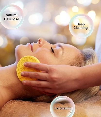 METUUTER 50 PCS Compressed Facial Sponges for Estheticians- 100% Natural Cellulose Face Sponge Professional Cosmetic Spa Sponges for Face Cleansing, Massage, Pore Exfoliating, Mask, Makeup Removal