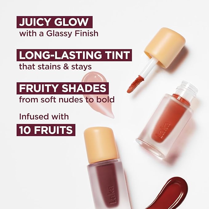 Laka Fruity Glam Lip Tint Mini, Glowing Lip Stain with Wide Color Spectrum, Hydrating & Lightweight Texture, Long-Lasting Bold Stain, Non-Sticky, Vegan, K-Beauty (#139 Cheating)