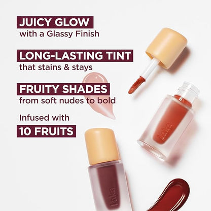 Laka Fruity Glam Lip Tint Mini, Glowing Lip Stain with Wide Color Spectrum, Hydrating & Lightweight Texture, Long-Lasting Bold Stain, Non-Sticky, Vegan, K-Beauty (#139 Cheating)