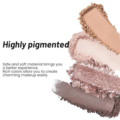evpct Nude Brown Eyeshadow Quad Palette, Bright Nude Champagne Gold Brown Cocoa Glitter Metallic Shimmer Matte High Pigment Mini Eye Shadow Palette Makeup for older Women, Travel Size Built in Mirror